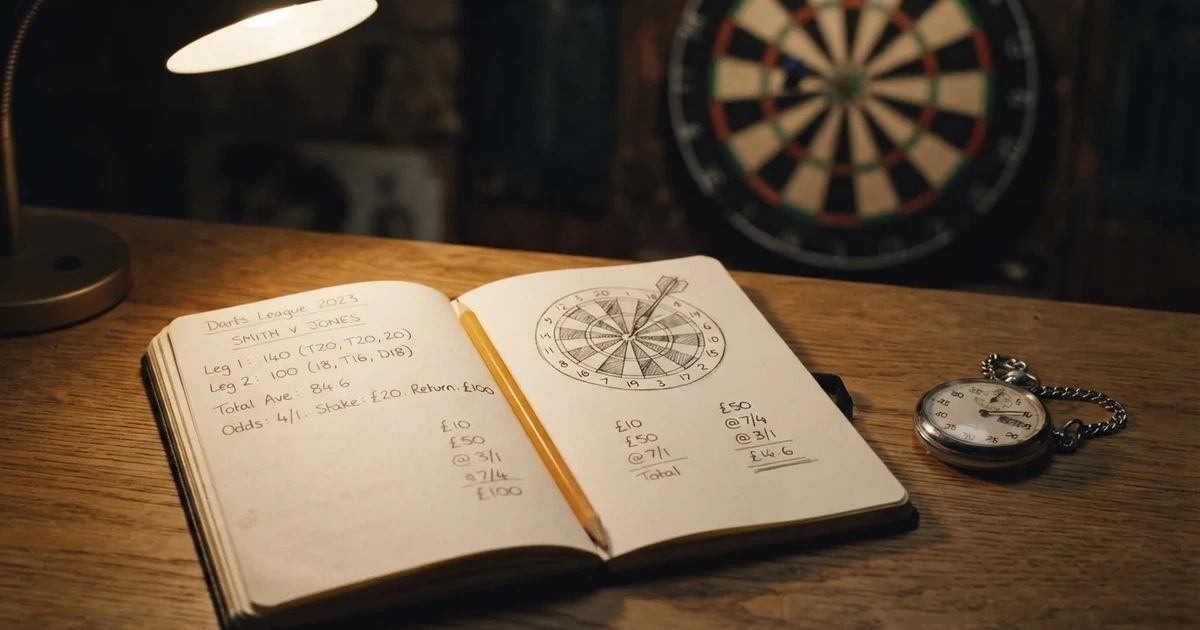 An open notebook with a pencil and a stopwatch on a wooden table